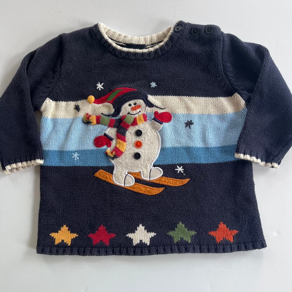 The Children’s Place 24M Skiing Snowman Winter Sweater Y2K Holiday
